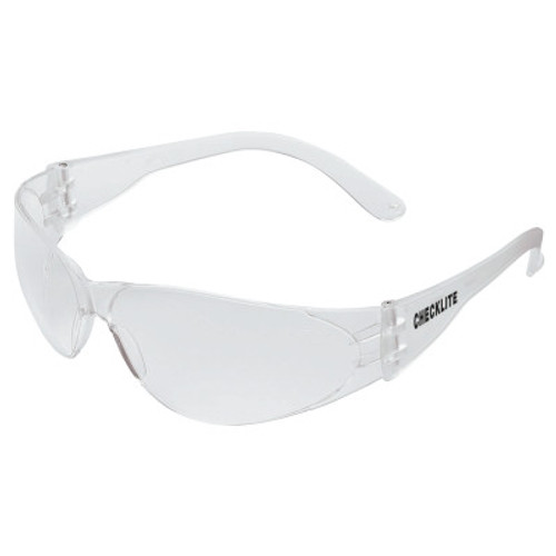MCR Safety Checklite Safety Glasses, Clear Lens, Scratch-Resistant, Clear Frame, 1/PR, #CL110
