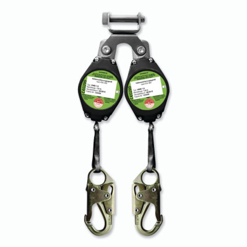 Peakworks Class A Dual Self-Retracting Lifeline, 6 ft, Steel Snap Hook, 300 lb, Dual Harness Connector, 1/EA, #V845525006LE