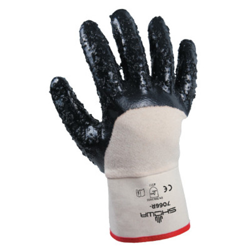 SHOWA 7066 Series Gloves, 10/X-Large, Navy/White, Palm Coated, Rough Grip, 12 Pair, #7066R10