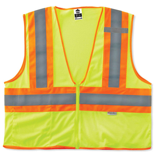 Ergodyne GloWear 8230Z Class 2 Two-Tone Vests, 4XL/5XL, Lime, 6/CA, #21329