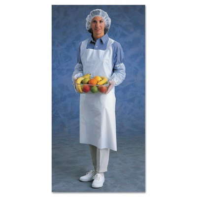 Ansell Disposable Polyethylene Aprons, 28 in X 45 in, Polyethylene, White, 100/BX, #105459