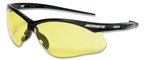 Jackson Safety SG Series Safety Glasses, Amber/Polycarbonate/Anti-Scratch Lens, Black, 1/EA, #50002