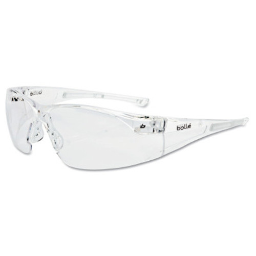 Bolle Rush Series Safety Glasses, Clear Lens, Anti-Fog, Anti-Scratch, Clear Frame, TPR, 1/PR, #40070