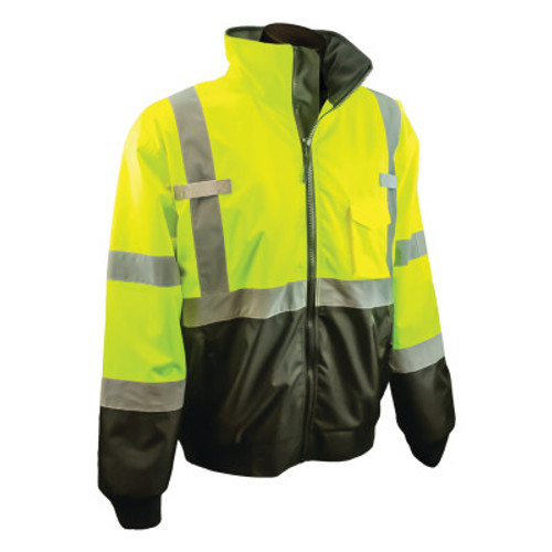 Radians SJ110B Two-in-One High Visibility Bomber Safety Jackets, 4XL, Polyester, Green, 1/EA, #SJ110B3ZGS4X