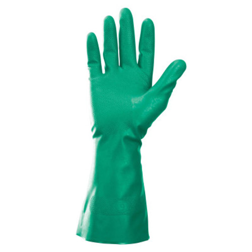 Kimberly-Clark Professional G80 Nitrile Chemical Resistant Gloves, Gauntlet Cuff, Flock, Large, Green, 12 Pair, #94447