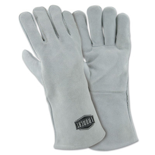 West Chester Shoulder Split Cowhide Welding Gloves, Cotton; Cowhide; Polyester, Large, Gray, 1/PR, #9010L