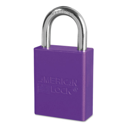American Lock Solid Aluminum Padlocks, 1/4 in Diam., 1 in L X 3/4 in W, Purple, 6/BOX, #A1105PRP