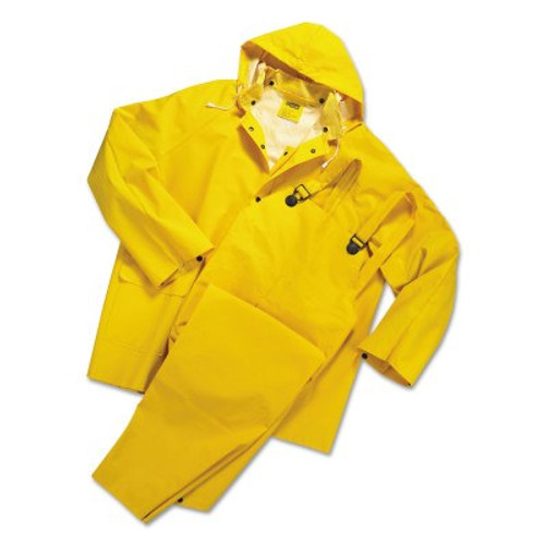 Anchor Products 3-Piece Rainsuit, Jacket/Hood/Overalls, 0.35 mm PVC/Poly, Yellow, Small, 1/EA, #4035S