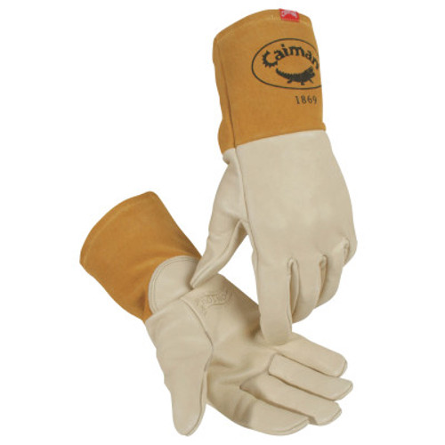 Caiman Kontour Welding Gloves, Cow Grain Leather, X-Large, Cream, 1/PR, #1869XL