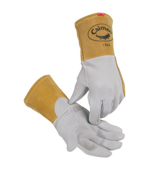 Caiman Kontour Welding Gloves, American Deerskin Leather, Medium, Gray, 12 Pair, #1864M