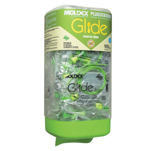 Moldex PlugStation Dispenser with GLIDE Foam Twist In Earplugs, Foam, Green, Corded, 1/DI, #6883