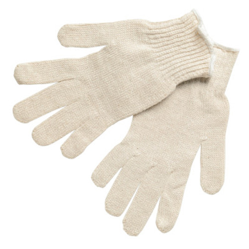 MCR Safety String Knit Gloves, Large, Hemmed, Lightweight, Natural, 12 Pair, #9638LM