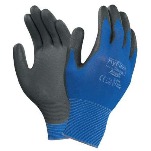 Ansell Hyflex Gloves, 10, Black/Blue, 12 Pair, #112077
