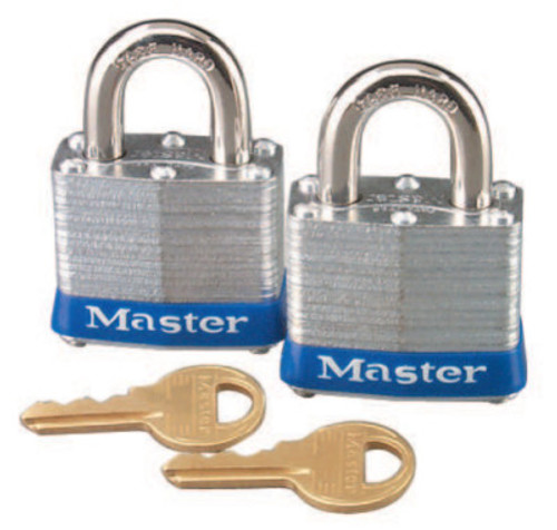 Master Lock No. 3 2-Pack Laminated Steel Pin Tumbler Padlocks, 9/32" Dia., 3/4" L X 5/8" W, 1/CD, #3T