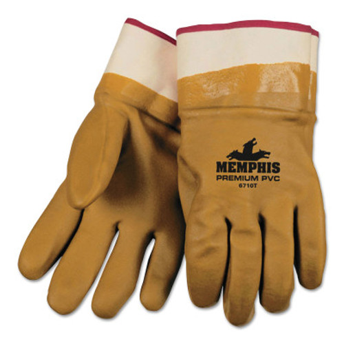 MCR Safety Foam Lined Gloves, PVC, Safety, Orange/Sandy, Large, 12 Pair, #6710T