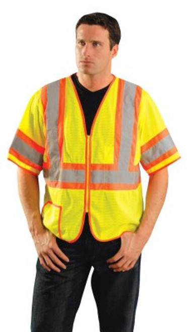 OccuNomix Class 3 Mesh Vests with Silver Reflective Tape, 2X-Large, Hi-Viz Yellow, 50/CA, #LUXHSCLC3ZY2X