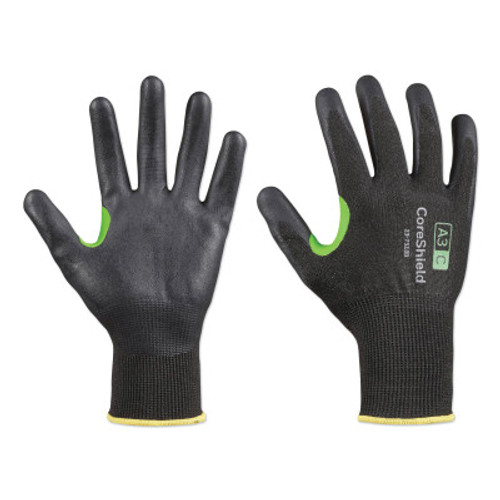 Honeywell CoreShield? A3/C Coated Cut Resistant Gloves, 7/S, HPPE/Basalt, Nitrile Micro-Foam, 18 ga, Black, 1/PR, #237518B7S