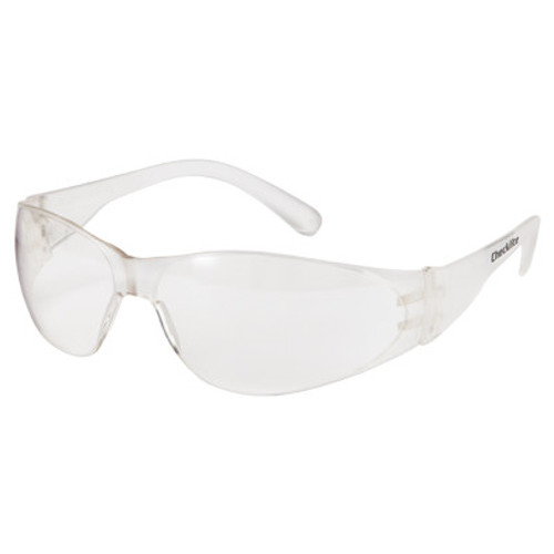 MCR Safety Checklite Safety Glasses, Clear Lens, Polycarbonate, Uncoated, Clear Frame, 1/PR, #CL010