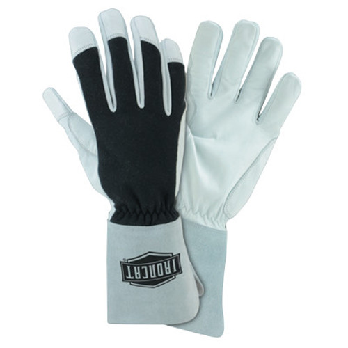 West Chester Nomex Tig Gloves, Nomex; Goat Leather; Kevlar Thread, X-Large, Black;White;Gray, 1/PR, #9073XL