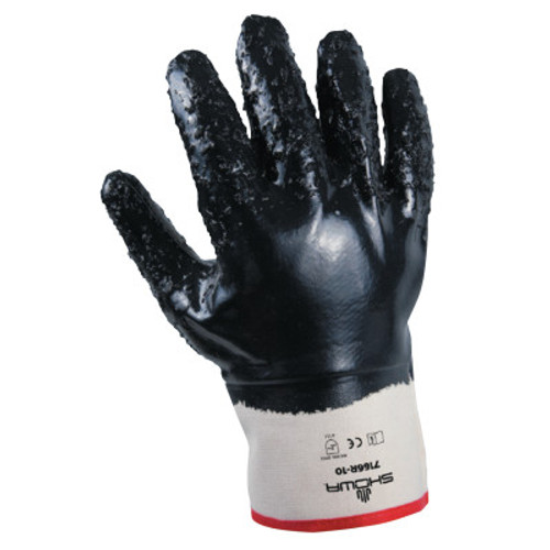 SHOWA 7166 Series Gloves, 10/X-Large, Navy, Fully Coated, Rough Grip, 12 Pair, #7166R10