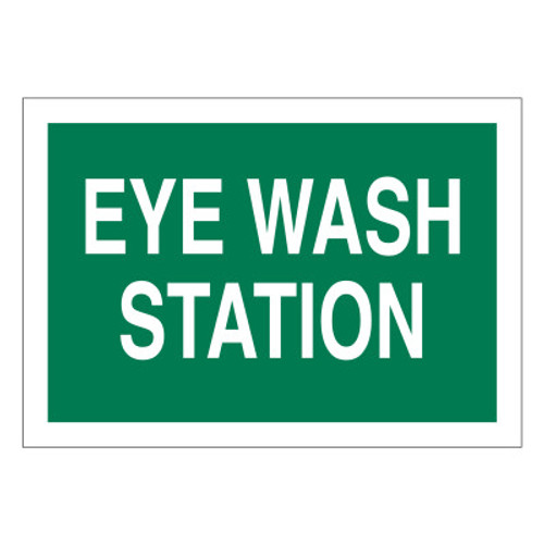 BRADY Eye Wash Station Signs, White on Green, 1/EA, #72722