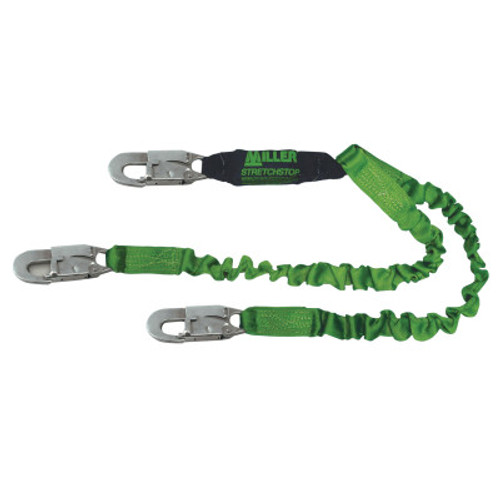 Honeywell StretchStop Lanyard w/Shock Absorber, 6ft, Anchorage Connection, 2 Leg,Green, 1/EA, #8798SSZ76FTGN
