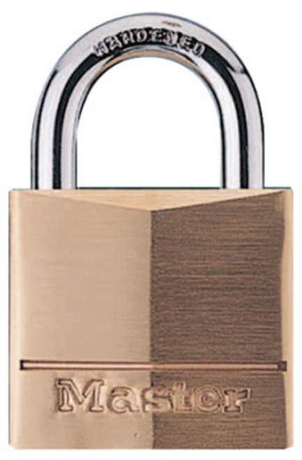 Master Lock No. 160 Solid Brass Padlocks, 11/32 in Diam., 1 1/8 in L X 1 1/4 in W, 4/BX, #160D