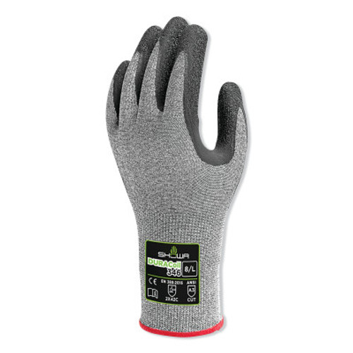 SHOWA Natural Rubber Latex, Cut Resistant Gloves, Size M,  A3 ANSI/ISEA Cut Level, Gray, 12 Pair, #346M07