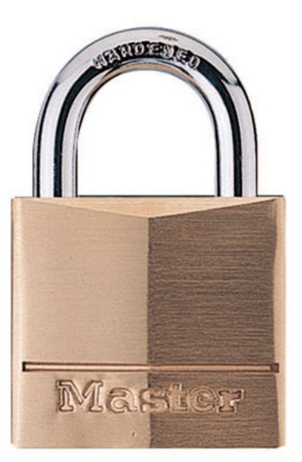 Master Lock No. 140 Solid Brass Padlocks, 1/4 in Diam., 7/8 in L X 13/16 in W, Brass, 4/BX, #140D