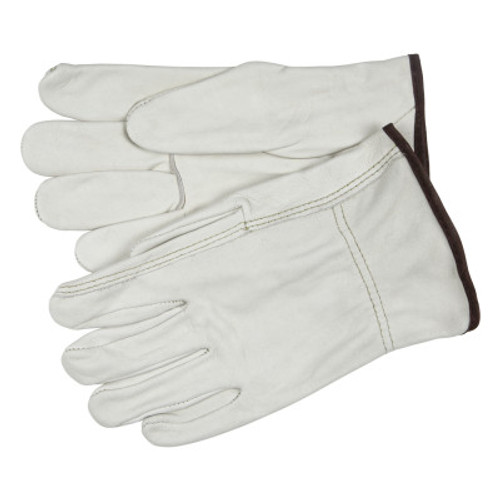 MCR Safety Industry Grade Unlined Grain Cow Leather Driver Gloves, Small, Beige, 12 Pair, #3203S