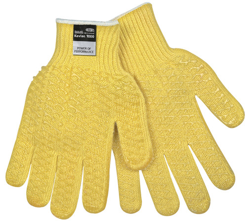 MCR Safety PVC Honey Grip Gloves, Large, 2-Sided Honey Grip, Yellow/White, 12 Pair, #9370HL