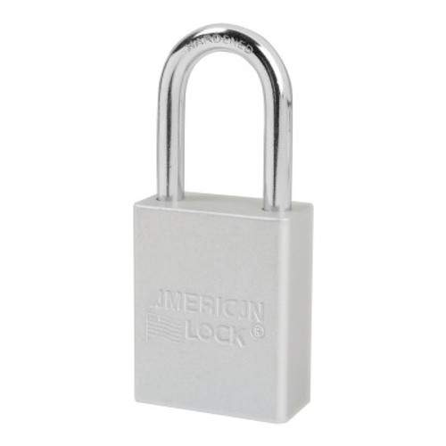 Master Lock Anodized Aluminum Safety Padlocks, 1/4 in D, 1 1/2 in L x 25/32 in W, Silver, 1/EA, #A1106CLR