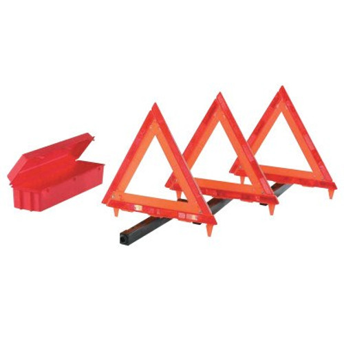 Cortina Triangle Warning Kit, 3 Triangles in Living Hinge Box, 18 in, Red/Hi-Vix Orange, 1/KT, #9503009