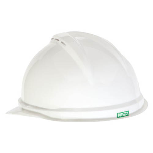 MSA V-Gard 500 Vented Hard Hat Cap Style, 6 Point Fas-Trac, White, 1/EA, #10034027