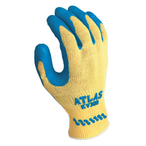 SHOWA Atlas Rubber Palm-Coated Gloves, X-Large, Blue/Yellow, 12 Pair, #KV300XL10