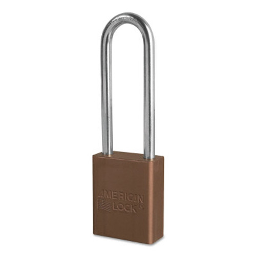 American Lock Solid Aluminum Padlocks, 1/4 in Diam., 3 in L X 3/4 in W, Brown, 6/BOX, #A1107BRN