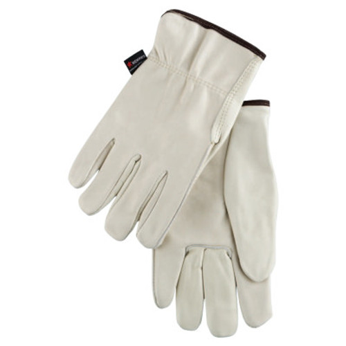 MCR Safety Drivers Gloves, Premium Grade Cowhide, Large, Red Fleece Lining, 1/PR, #3250L