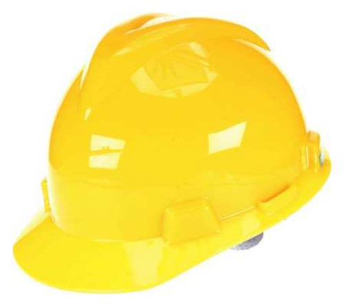 MSA V-Gard Hard Hat, Slotted Cap w/ Fas-Trac III Suspension, Yellow Small #477479