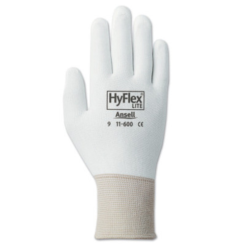 Ansell HyFlex 11-600 Palm-Coated Gloves, Size 10, White, 12 Pair, #104663