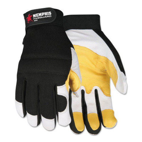 MCR Safety Fasguard Multi-Task Gloves, Black/Beige/White, Medium, 12 Pair, #906M