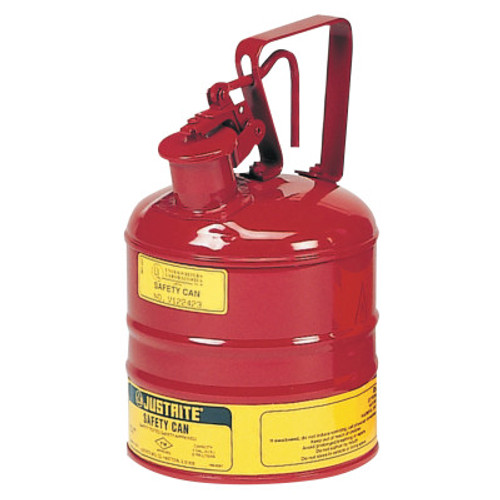 Justrite Type l Safety Cans for Flammables, Storage Can, 1 gal, Red, Flame Arrestor, 1/CAN, #10301