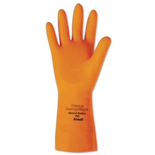 Ansell Heavyweight Latex Gloves, Diamond Grip, Size 8, Flocked Lining, Orange, 12 Pair, #102998 Ansell Heavyweight Latex Gloves, Diamond Grip, Size 8, Flocked Lining, Orange, 12 Pair, #102998