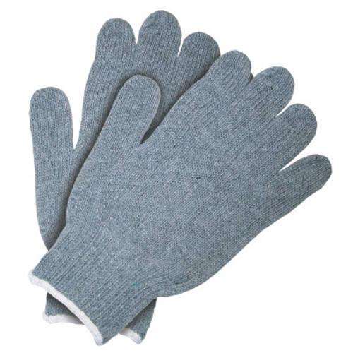 MCR Safety Heavy Weight String Knit Gloves, Small, Knit-Wrist, Gray, 12 Pair, #9507SM