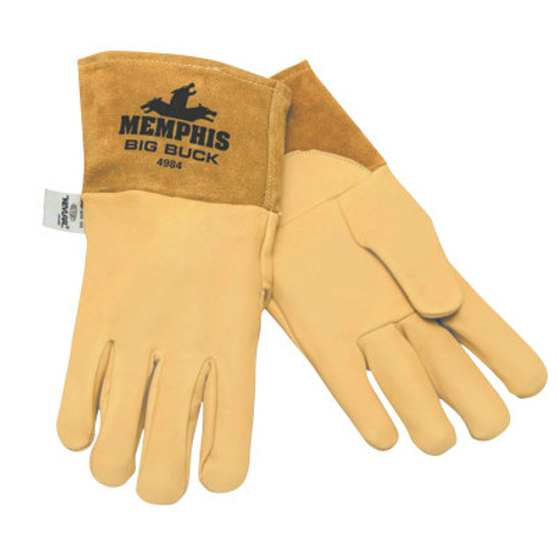 MCR Safety Big Buck MIG/TIG Welding Gloves, Deerskin & Cowskin Leather, L, Gldn Cream/Brown, 12 Pair, #4984L