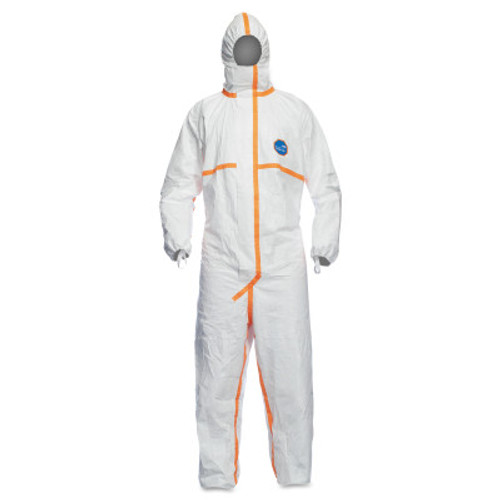 DuPont Tyvek Hooded Coveralls with Elastic Wrists and Ankles, Large, White, 25/CA, #TJ198TWHLG0025PI