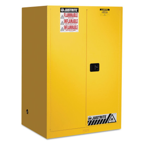 Justrite Yellow Safety Cabinets for Flammables, Self-Closing Cabinet, 90 Gallon, 1/EA, #899020