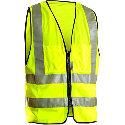 OccuNomix Class 2 Surveyor Style Solid Vests w/3M Scotchlite Reflective Tape, Med, HV Yel, 50/CA, #LUXSSFSYM