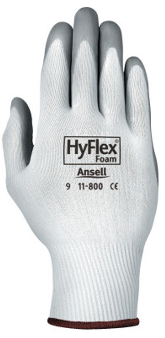 Ansell HyFlex Foam Gloves, 7, Gray/White, 12 Pair, #103331