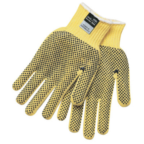 MCR Safety 2-Sided PVC Dotted Gloves, Large, Yellow, 12 Pair, #9366L