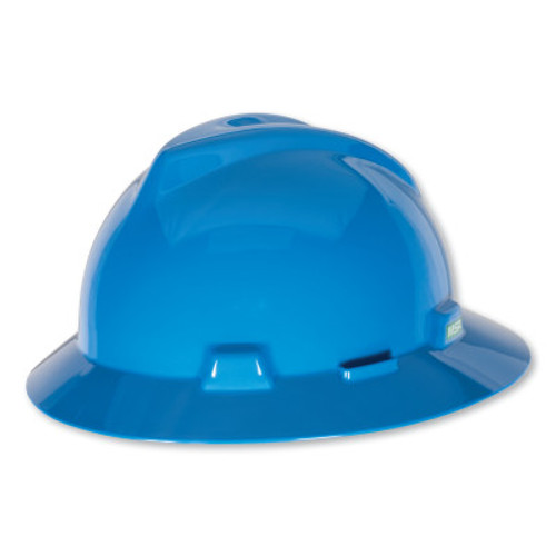 MSA Safety V-Gard Full Brim Slotted Hard Hat w/ Staz-On Suspension, Blue 1/EA #454732